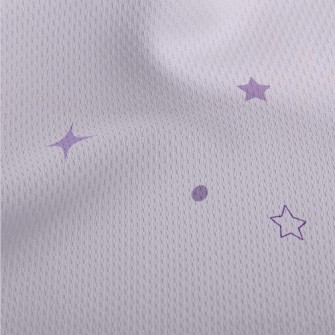 四散紫色的各種星星鳥眼布(幅寬160公分)