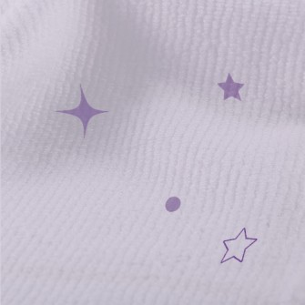 四散紫色的各種星星毛巾布(幅寬160公分)