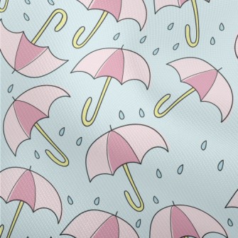 粉色雨傘和雨滴雙斜布(幅寬150公分)