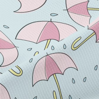 粉色雨傘和雨滴高爾布(幅寬180公分)