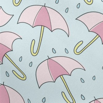 粉色雨傘和雨滴春亞紡(幅寬160公分)