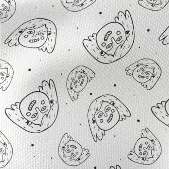 露牙微笑的女孩臉帆布(幅寬150公分)