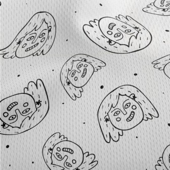露牙微笑的女孩臉鳥眼布(幅寬160公分)