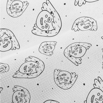 露牙微笑的女孩臉麻布(幅寬150公分)