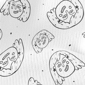 露牙微笑的女孩臉仿毛衣布(幅寬150公分)