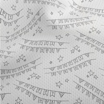 簡約生日快樂英文與星星鳥眼布(幅寬160公分)