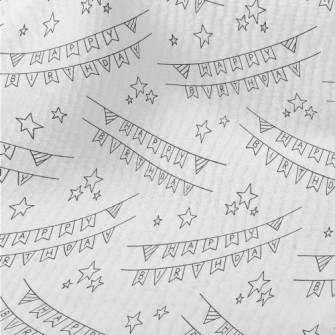 簡約生日快樂英文與星星毛巾布(幅寬160公分)