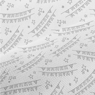 簡約生日快樂英文與星星麻布(幅寬150公分)
