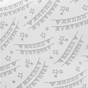 簡約生日快樂英文與星星斜紋布(幅寬150公分)