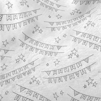 簡約生日快樂英文與星星法蘭絨(幅寬150公分)