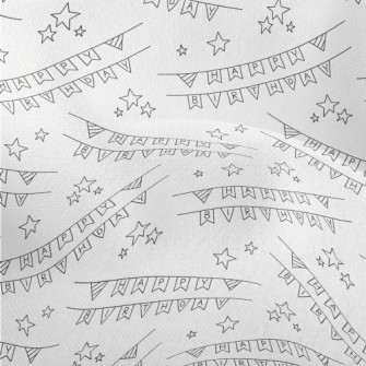 簡約生日快樂英文與星星竹節麻(幅寬150公分)