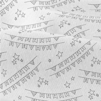 簡約生日快樂英文與星星仿棉布(幅寬150公分)