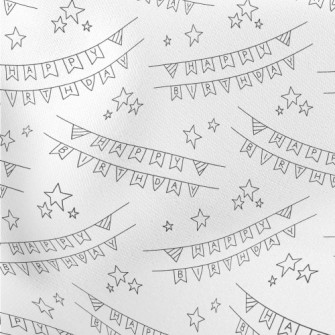 簡約生日快樂英文與星星薄棉布(幅寬150公分)