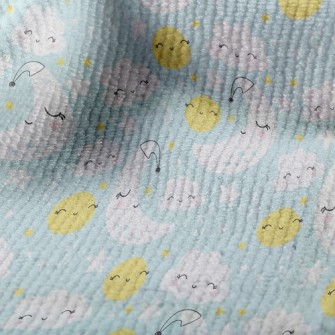 微笑月亮星星雲毛巾布(幅寬160公分)