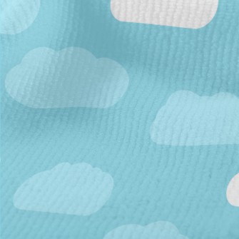 卡通藍色白色雲彩毛巾布(幅寬160公分)