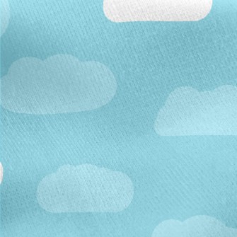 卡通藍色白色雲彩刷毛布(幅寬150公分)