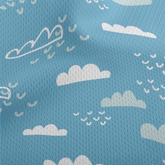 可愛雲朵和愛心鳥眼布(幅寬160公分)