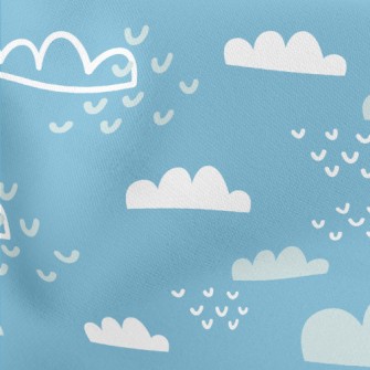 可愛雲朵和愛心羅馬布(幅寬160公分)