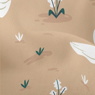 優雅卡通天鵝竹節麻(幅寬150公分)