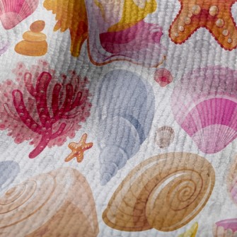 鮮豔貝殼珊瑚礁毛巾布(幅寬160公分)