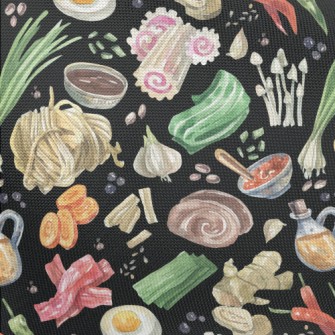 水彩日本拉麵配料春亞紡(幅寬160公分)