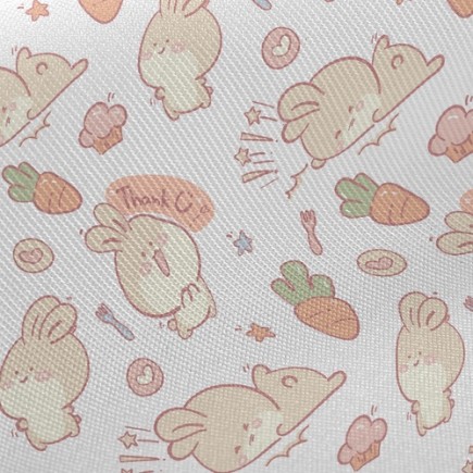 興奮兔子紅蘿蔔斜紋布(幅寬150公分)