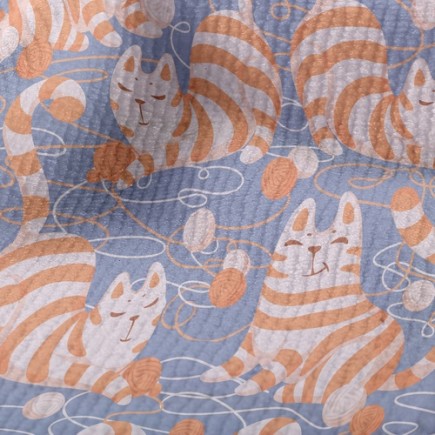 慵懶玩毛線條紋貓毛巾布(幅寬160公分)