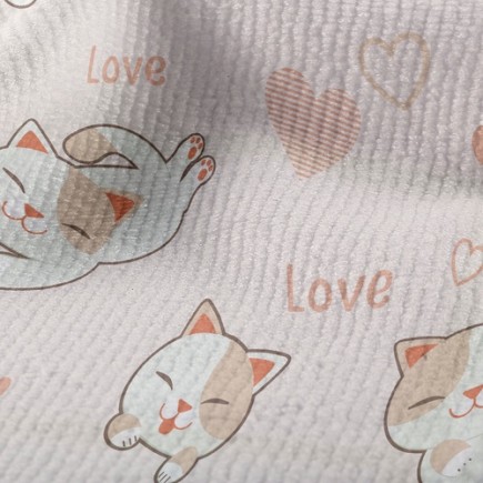 撒嬌玩耍貓咪毛巾布(幅寬160公分)