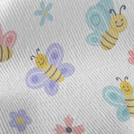 可愛蜜蜂與蝴蝶燈芯絨(幅寬150公分)