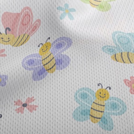 可愛蜜蜂與蝴蝶鳥眼布(幅寬160公分)