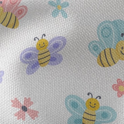 可愛蜜蜂與蝴蝶帆布(幅寬150公分)