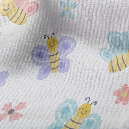 可愛蜜蜂與蝴蝶毛巾布(幅寬160公分)