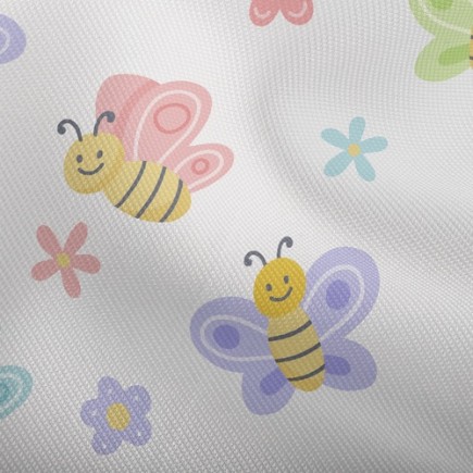 可愛蜜蜂與蝴蝶雙斜布(幅寬150公分)