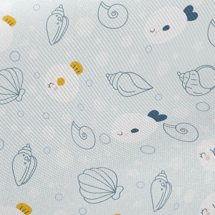 可愛魚和貝類斜紋布(幅寬150公分)