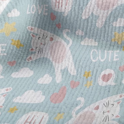 哈囉可愛貓咪毛巾布(幅寬160公分)