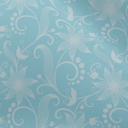 藍底百合花雪紡布(幅寬150公分)