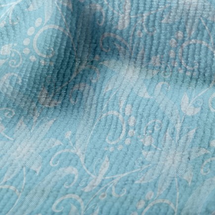 藍底百合花毛巾布(幅寬160公分)