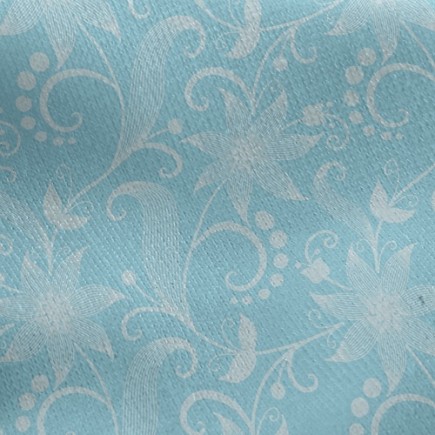 藍底百合花刷毛布(幅寬150公分)