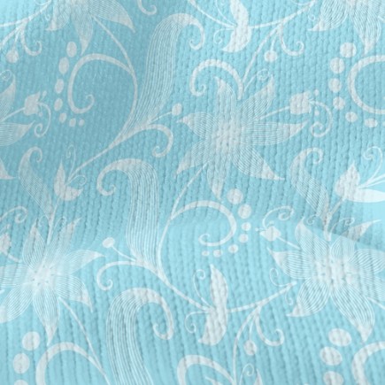 藍底百合花仿毛衣布(幅寬150公分)