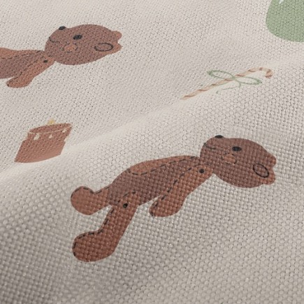 手工縫製小熊麻布(幅寬150公分)