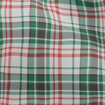 綠色紅色小格紋雪紡布(幅寬150公分)