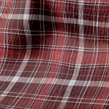 大地紅格紋毛巾布(幅寬160公分)