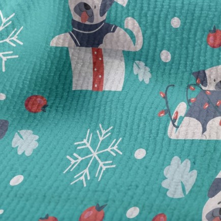 歡慶聖誕俏皮狗毛巾布(幅寬160公分)