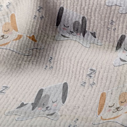 睡覺的狗毛巾布(幅寬160公分)