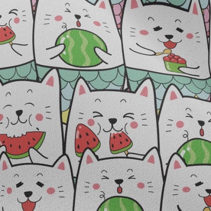 吃西瓜的貓雪紡布(幅寬150公分)