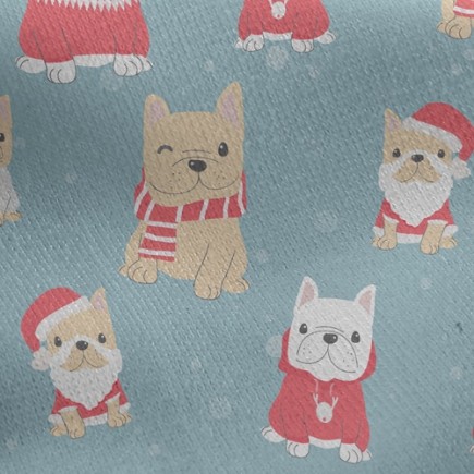 聖誕服裝法國鬥牛犬刷毛布(幅寬150公分)