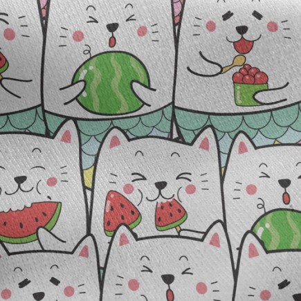 吃西瓜的貓刷毛布(幅寬150公分)