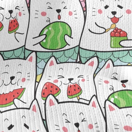 吃西瓜的貓仿毛衣布(幅寬150公分)