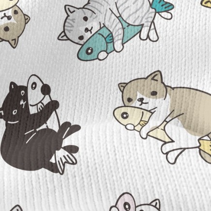 愛魚的貓仿毛衣布(幅寬150公分)