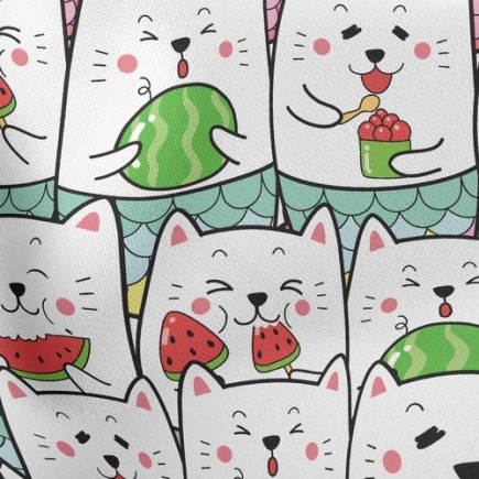 吃西瓜的貓薄棉布(幅寬150公分)